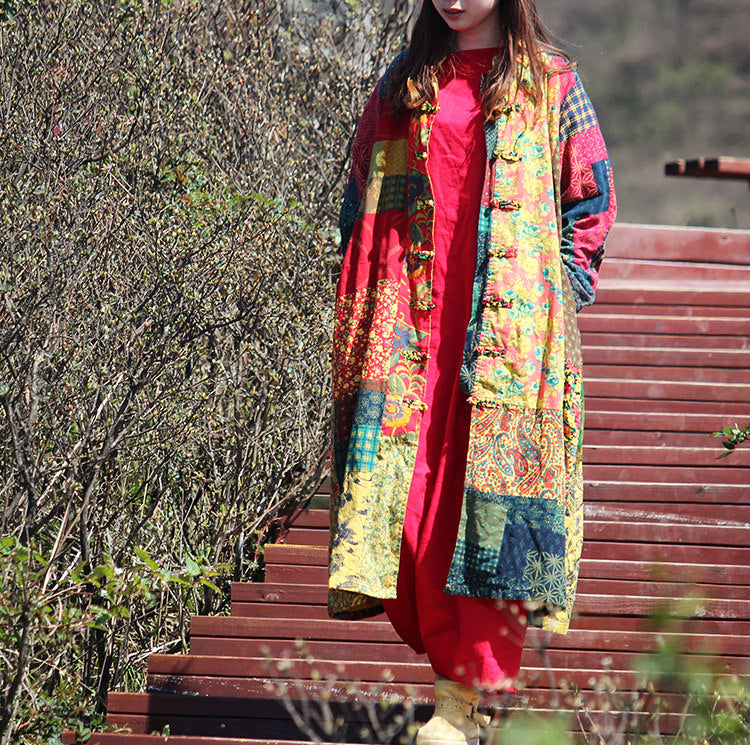 Front pocket detail of patchwork jacket