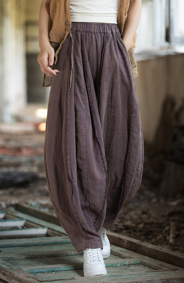 purple vintage distressed cotton-linen