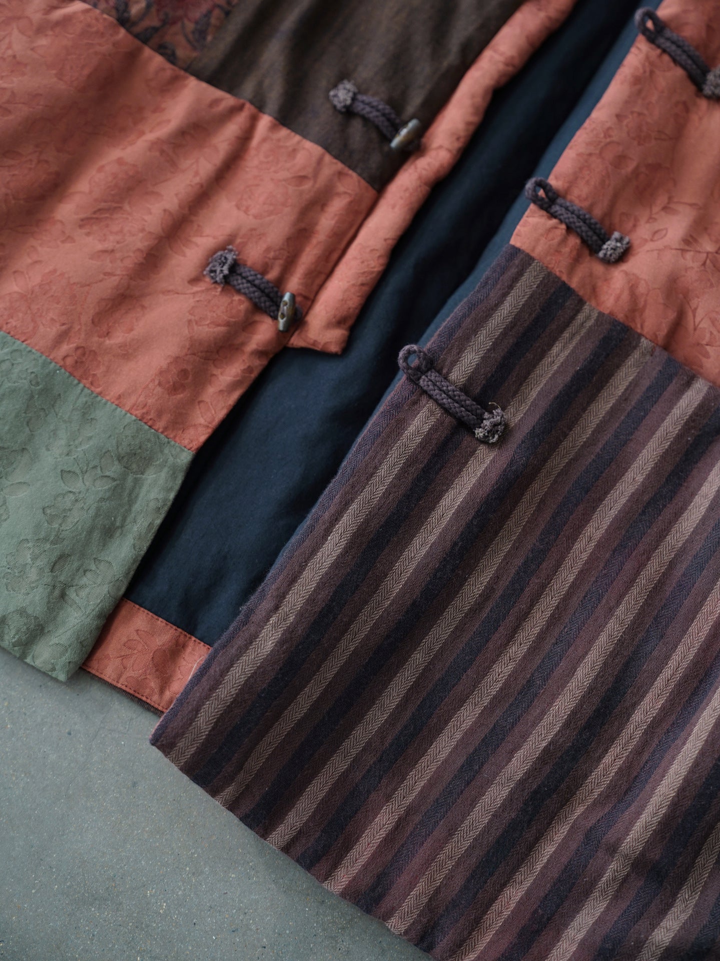 Hand-finished buttons on cozy vintage boho jacket