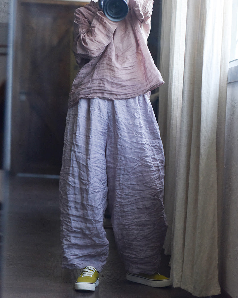 Breathable linen pants with soft natural texture