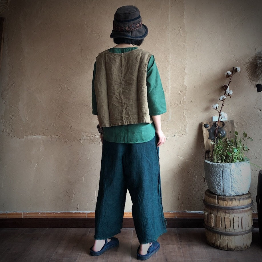 Dark Green Linen Pants