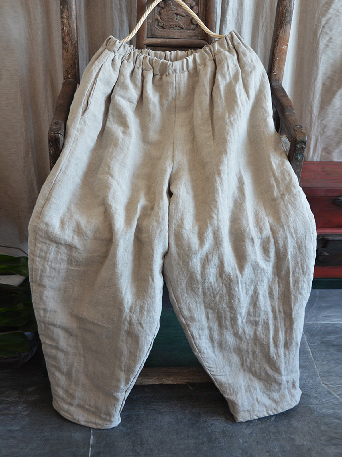 Retro Linen Quilted Pants