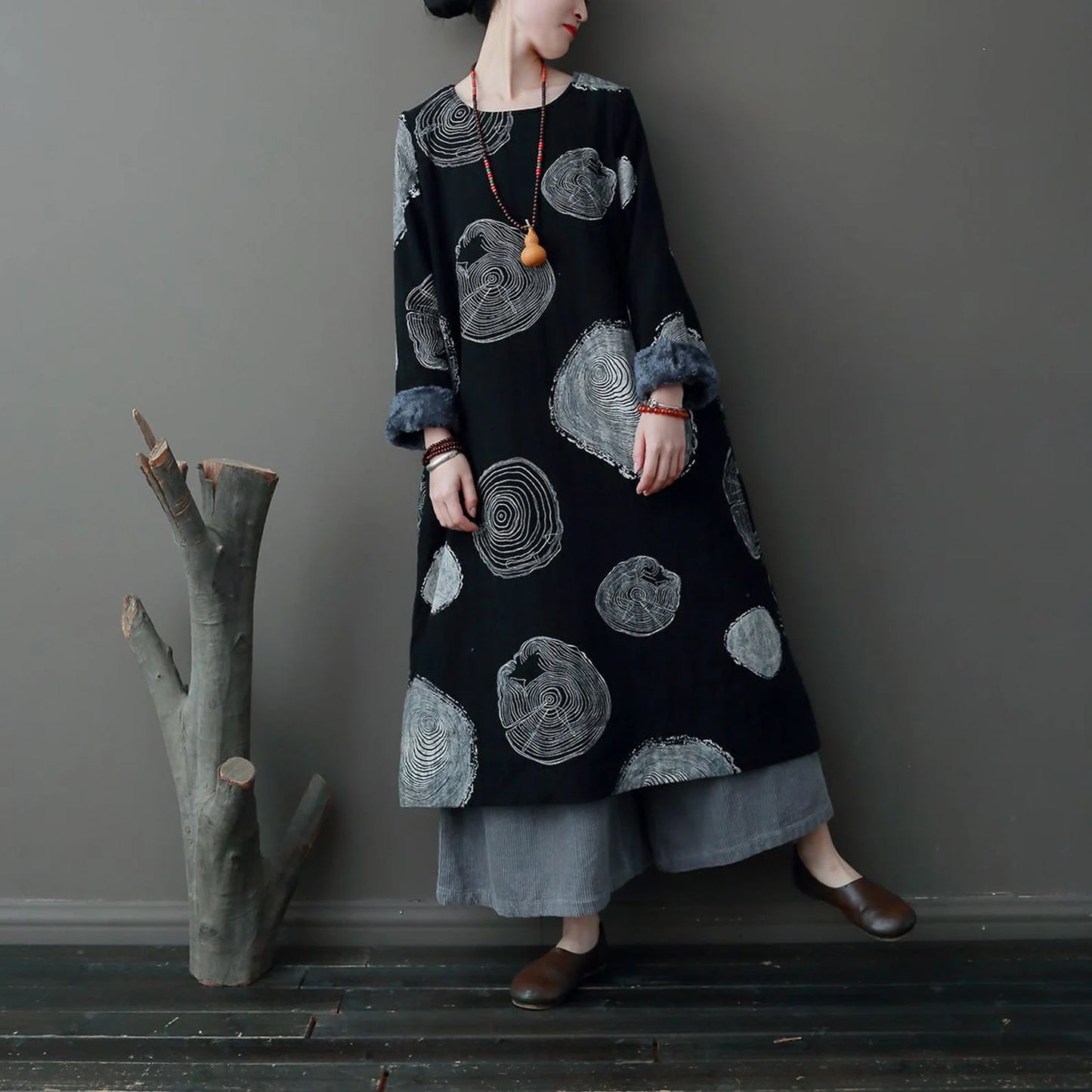 Retro Cotton Fleece Dress
