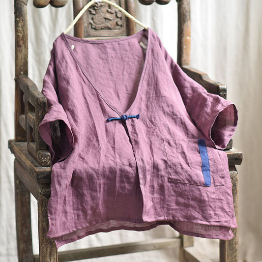 Lightweight Ramie One-Button Top