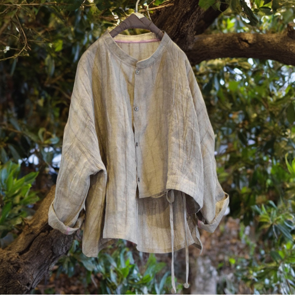 Asymmetrical Textured Linen Blouse