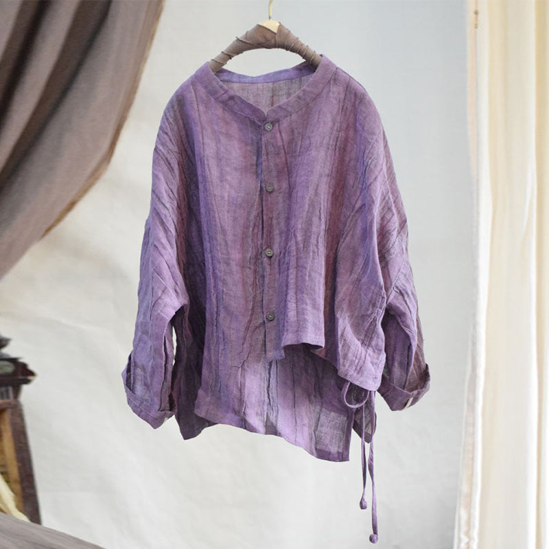 Asymmetrical Textured Linen Blouse