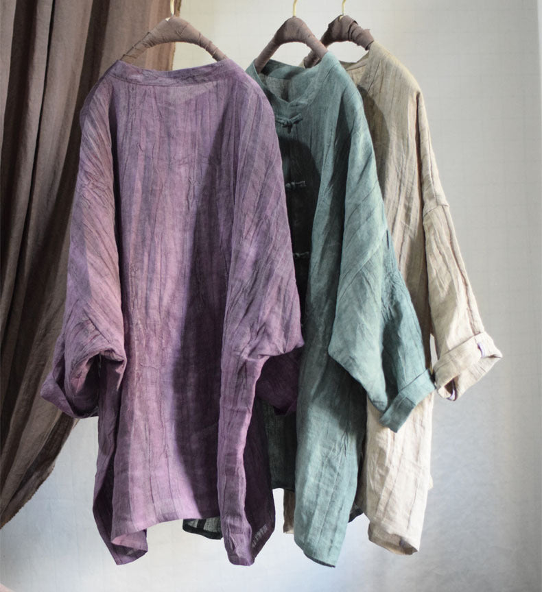 Textured Linen Tunic Blouse