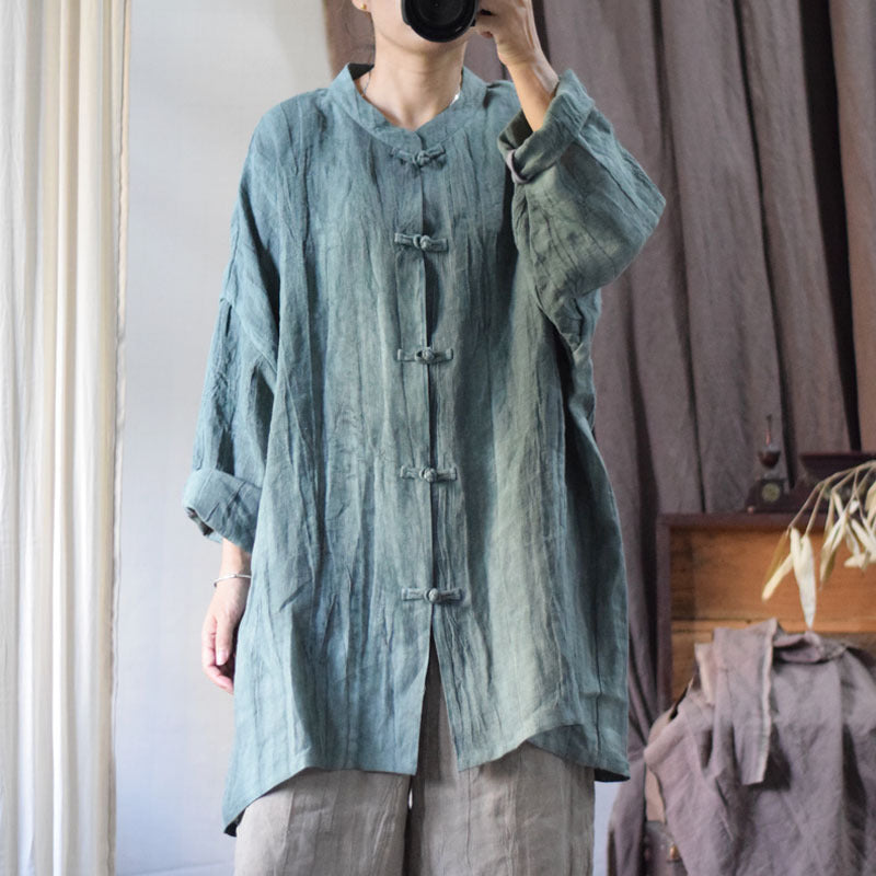 Textured Linen Tunic Blouse