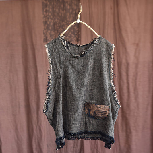 Distressed Raw-Edge Vest
