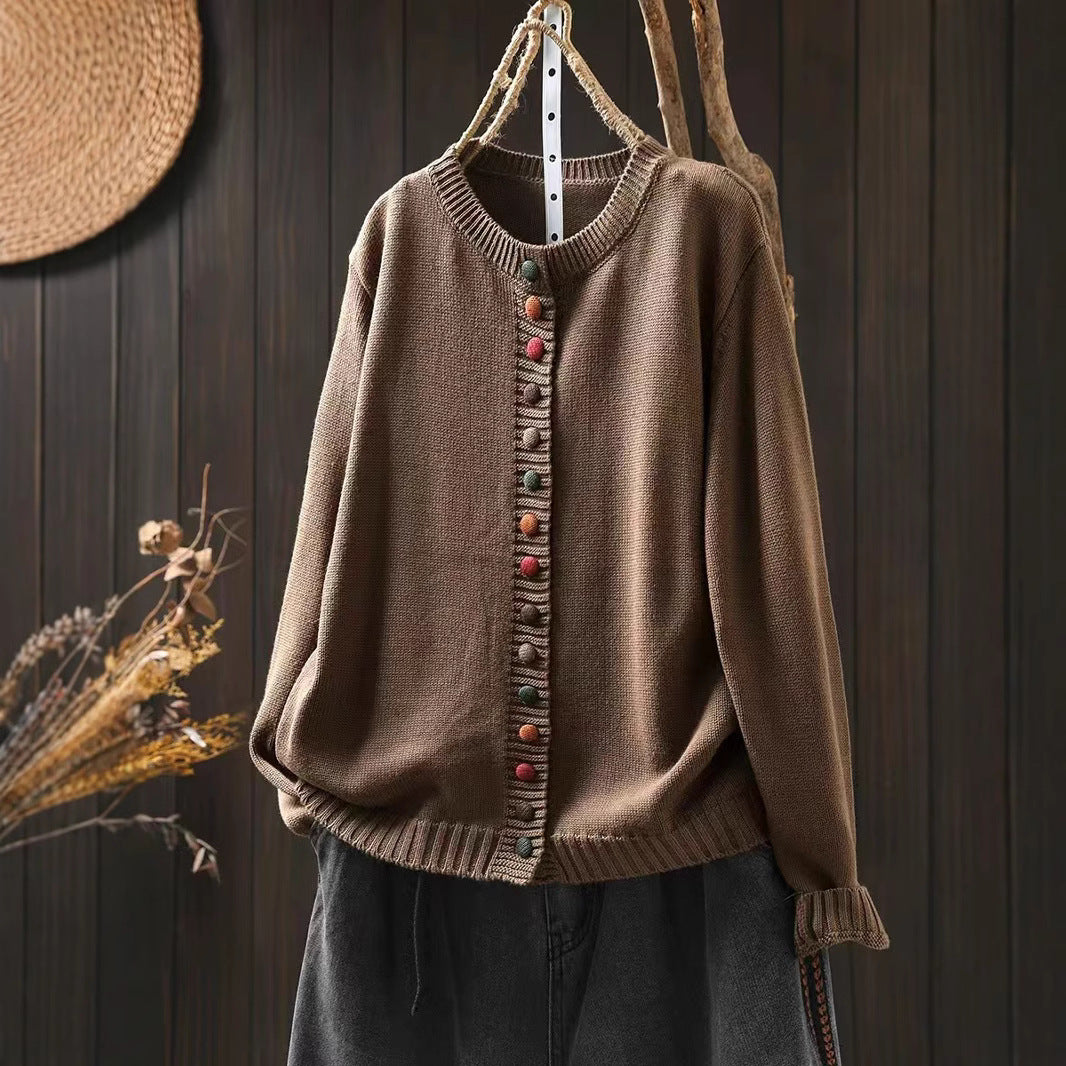 Colorful Button Knit Sweater