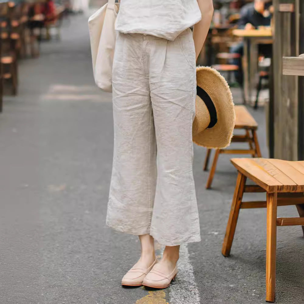 Cozy Linen Cropped Pants