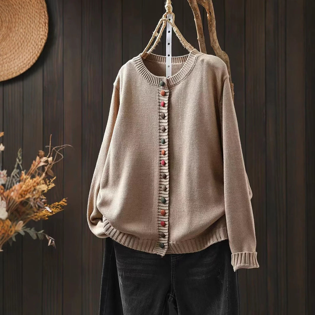 Colorful Button Knit Sweater