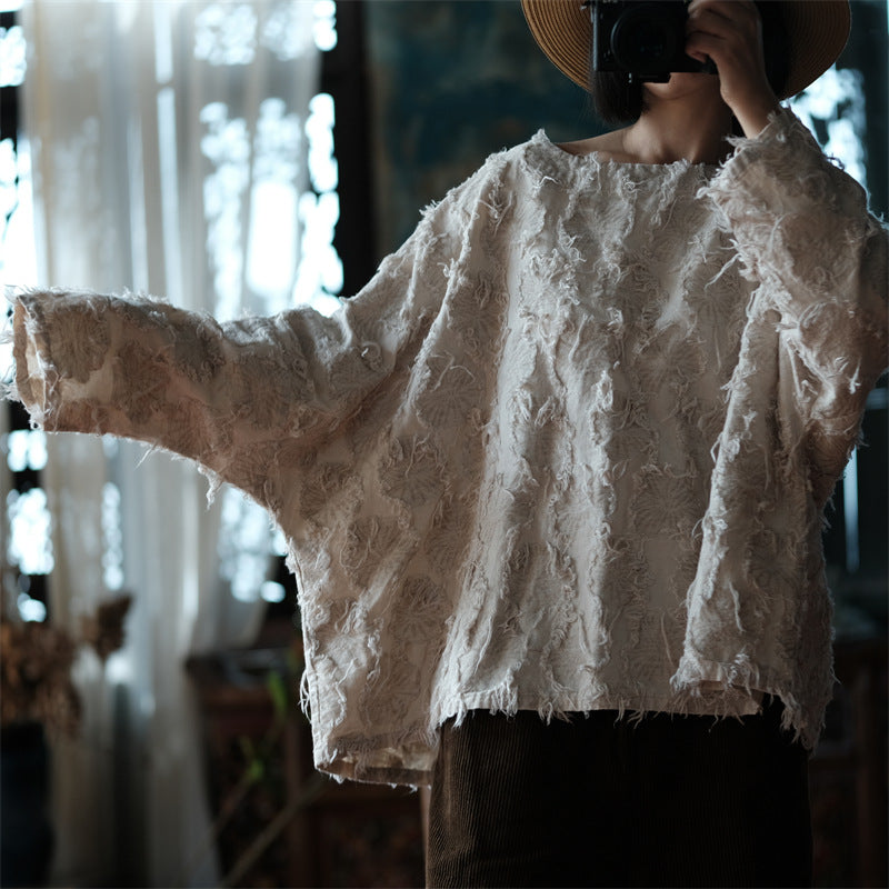 Cotton Appliqué Frayed Edge Top
