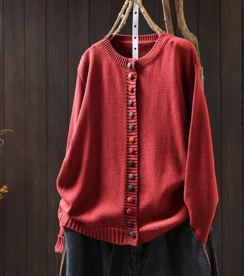 Colorful Button Knit Sweater