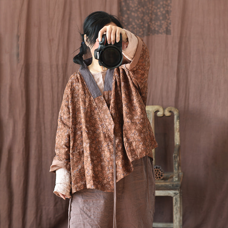 Tie-Front Linen Kimono