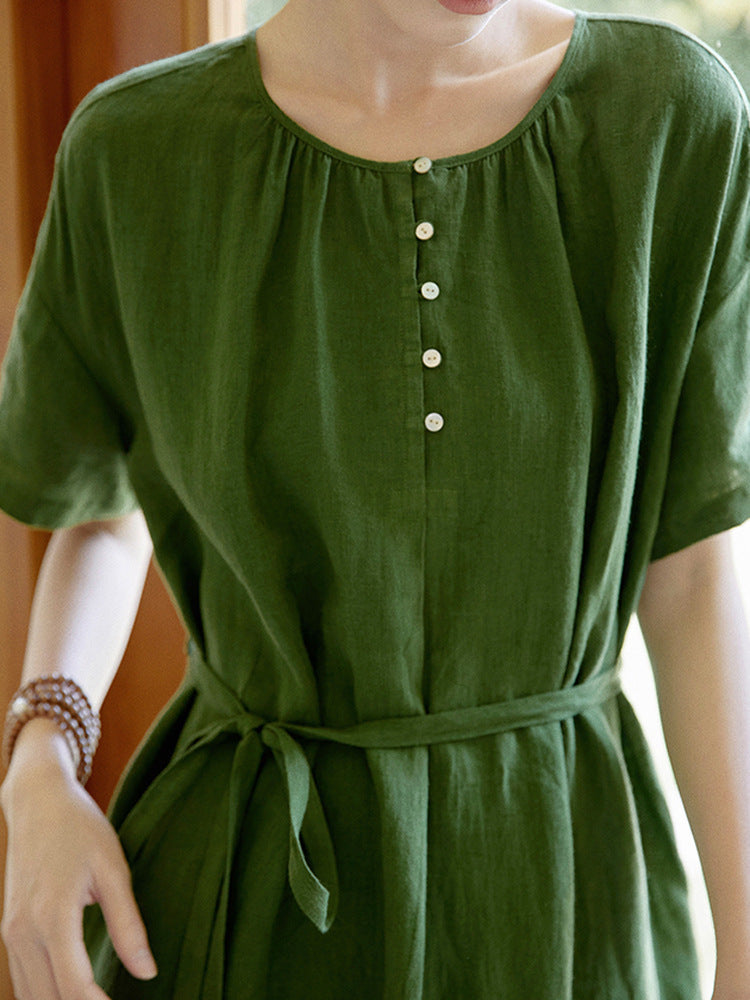 Chic Green Linen Dress