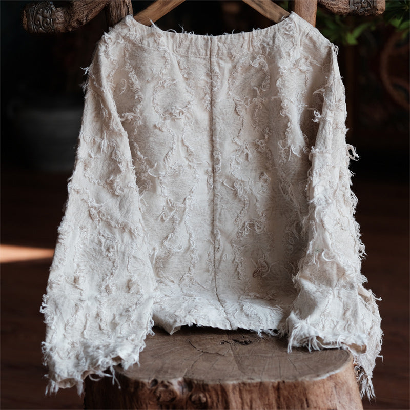 Cotton Appliqué Frayed Edge Top