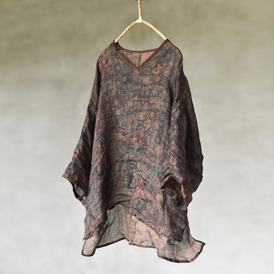 Lightweight Printed Ramie Blouse