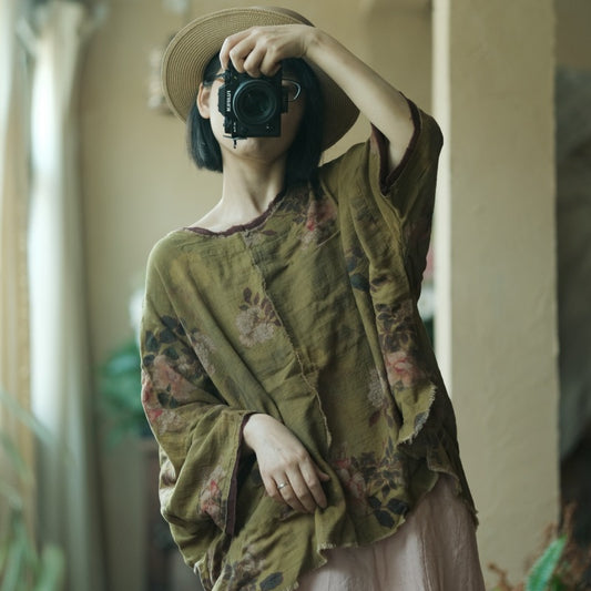 Vintage Floral Cotton Top