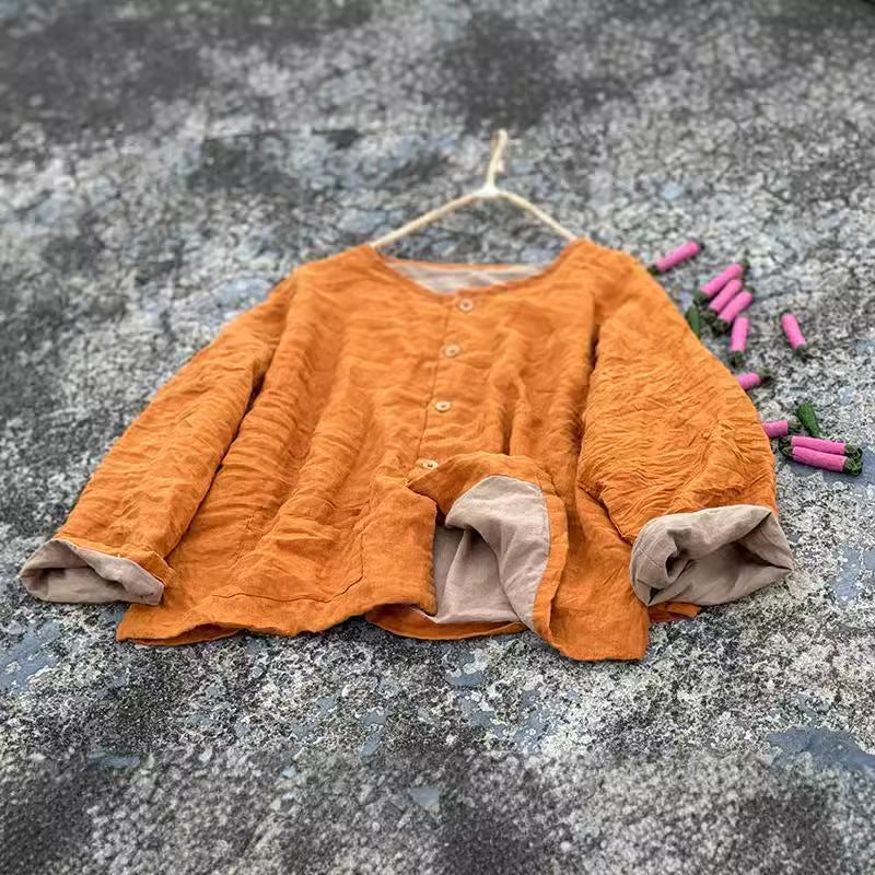 Washed Linen Cropped Top