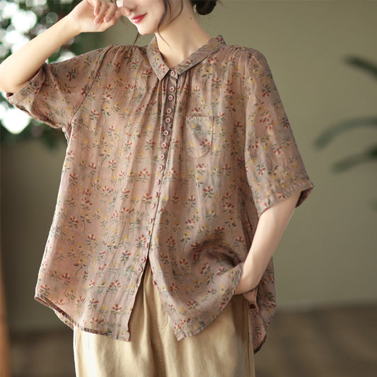 Ramie Floral Blouse