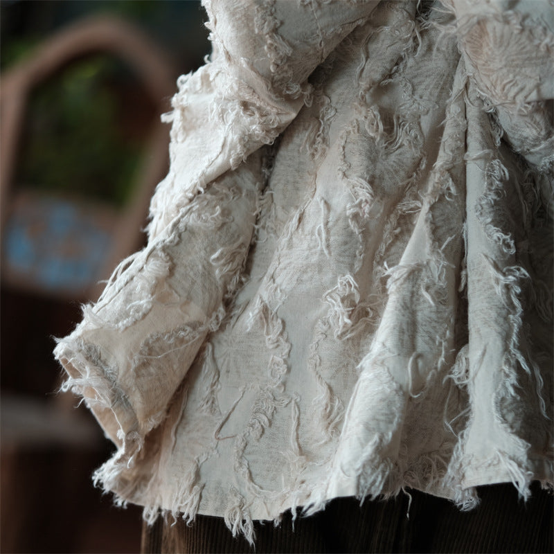 Cotton Appliqué Frayed Edge Top