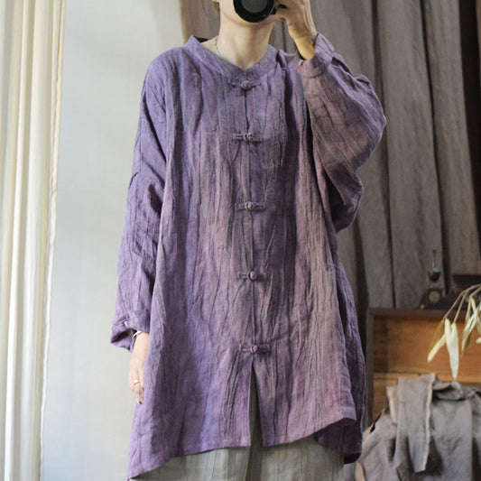 Textured Linen Tunic Blouse