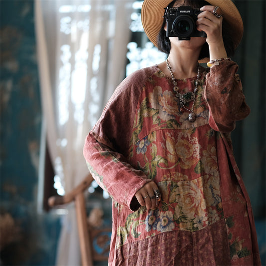 Distressed Patchwork Floral Dress