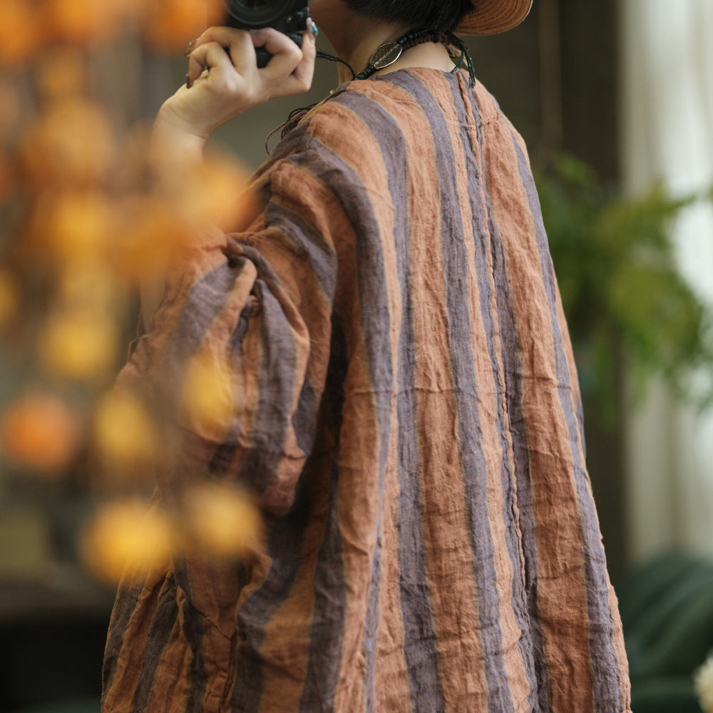 Yarn-Dyed Linen Blouse with Patch Details