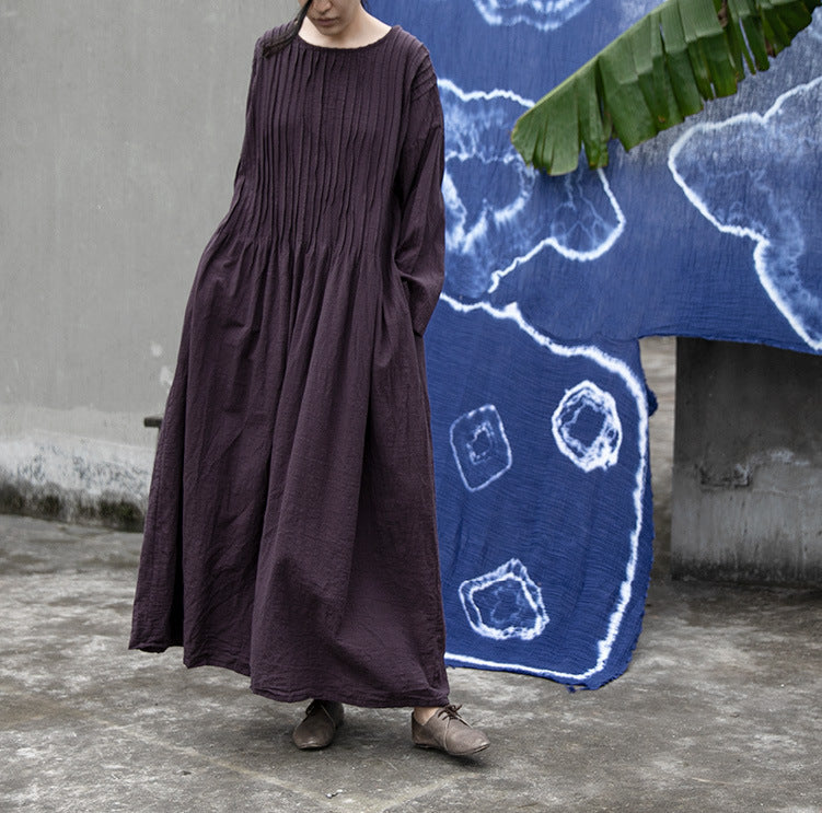 Front view of accordion pleated dress