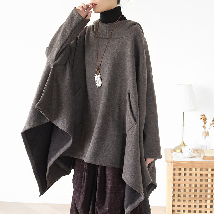 Asymmetrical cotton hooded sweatshirt front view