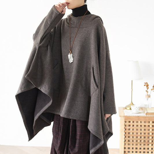 Asymmetrical cotton hooded sweatshirt front view