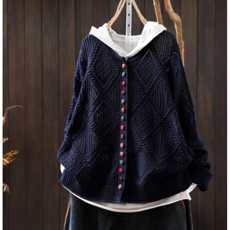 Lightweight open-knit sweater breathable texture