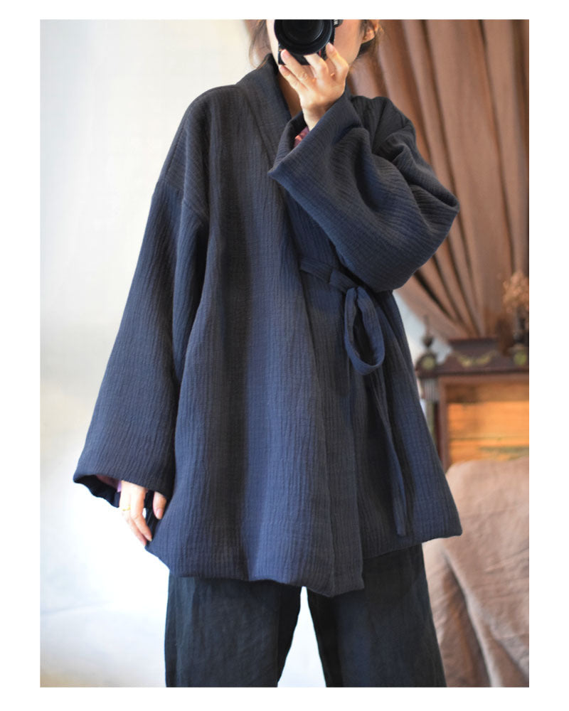 Fall outfit styled with vintage cotton quilted kimono jacket