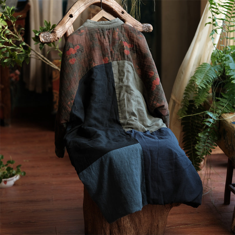 Back view showing patchwork color combination and relaxed fit