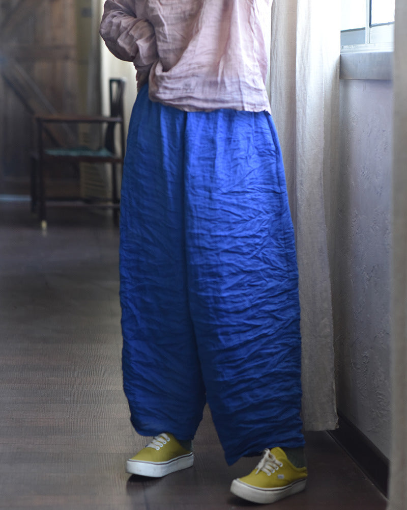 Sandwashed linen pants styled in a relaxed outfit look