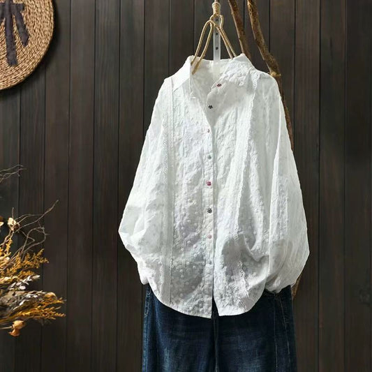 Lace crochet embroidered blouse front view vintage boho lace top