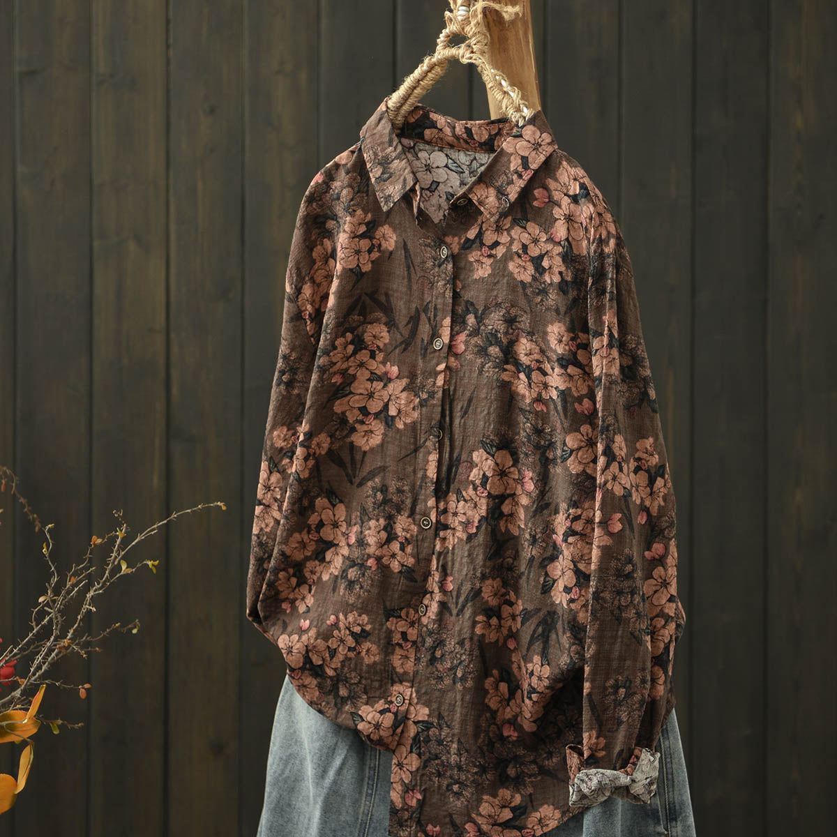 bohemian vintage floral blouse, lightweight and unlined