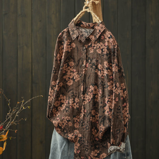 bohemian vintage floral blouse, lightweight and unlined