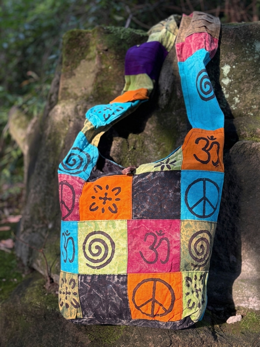Shoulder strap detail of Nepal handmade boho bag