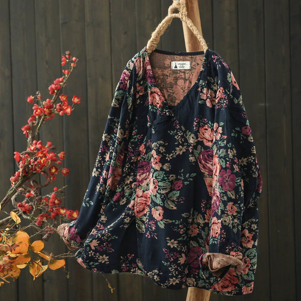 Floral Print Blouse styled with trousers or skirt