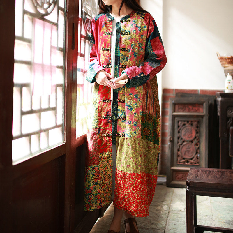 Boho floral patchwork jacket front view