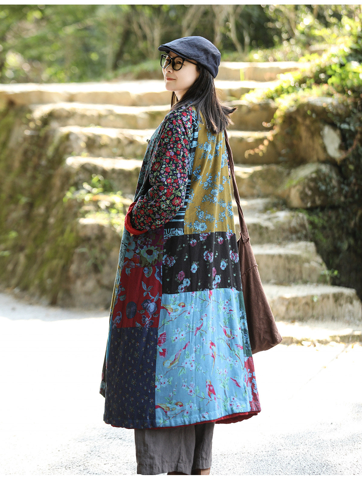 Back view of boho patchwork jacket