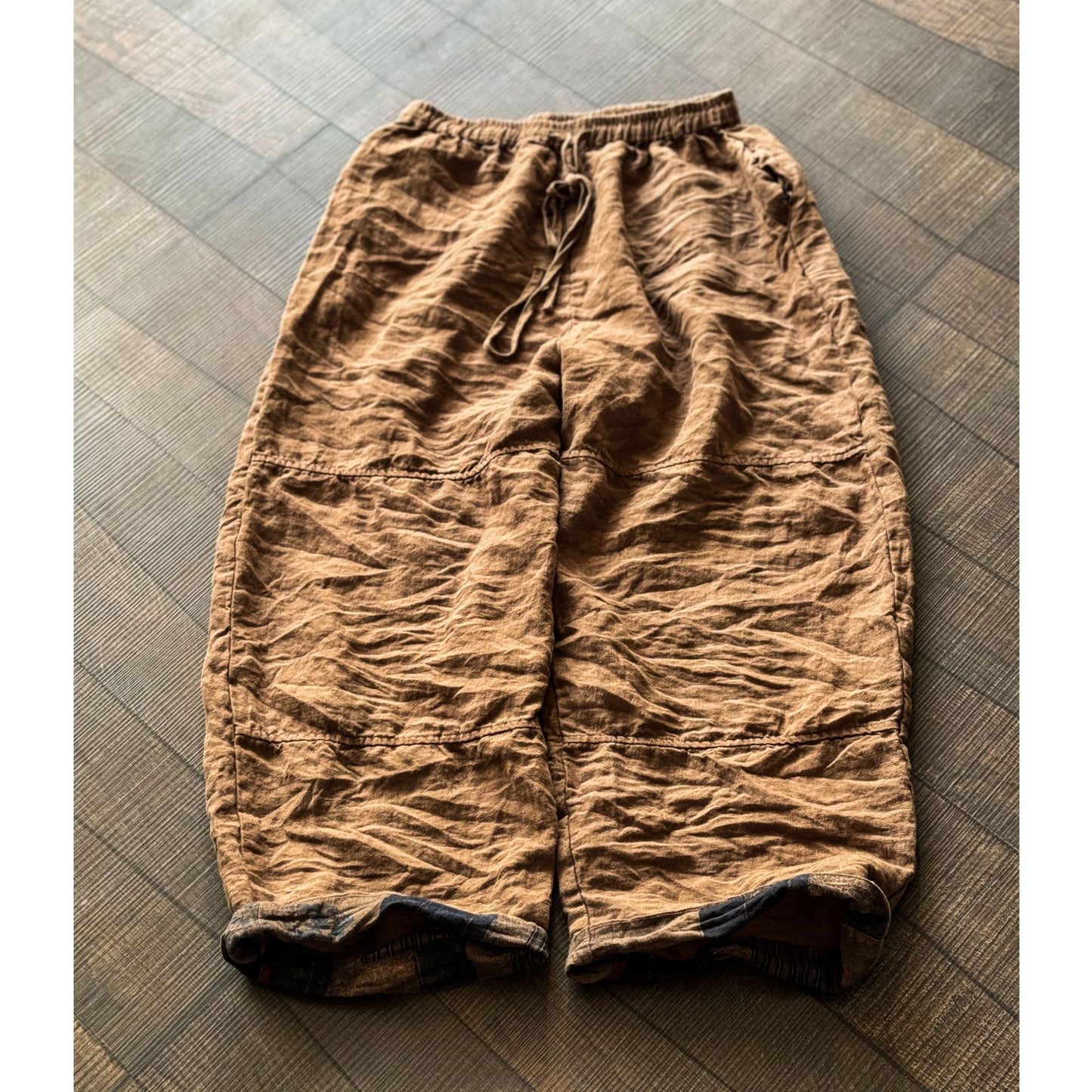 Women’s relaxed washed linen pants with breathable lightweight texture