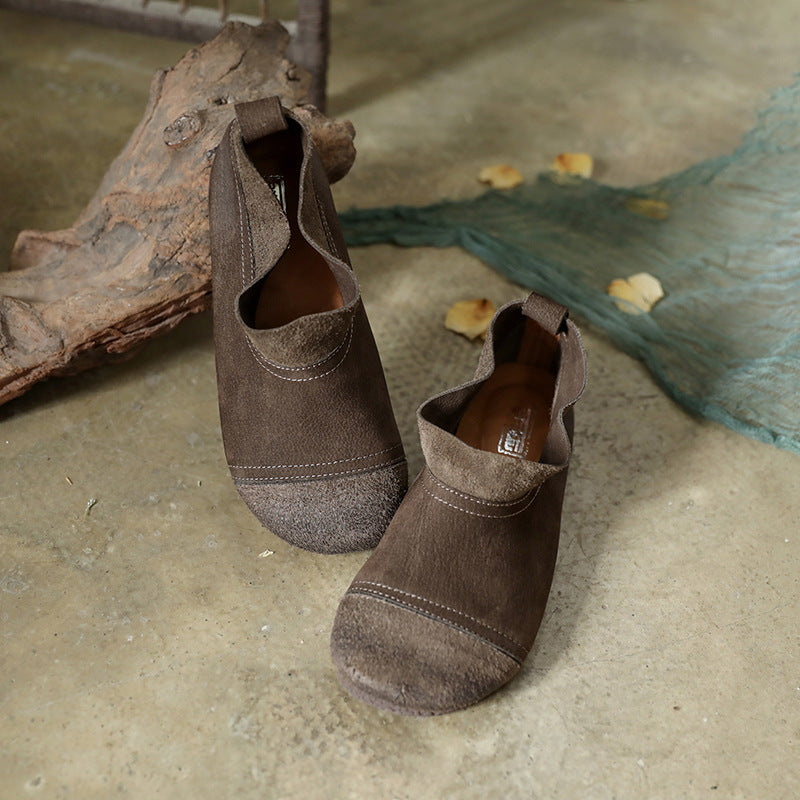 Cozy leather round-toe flats front view