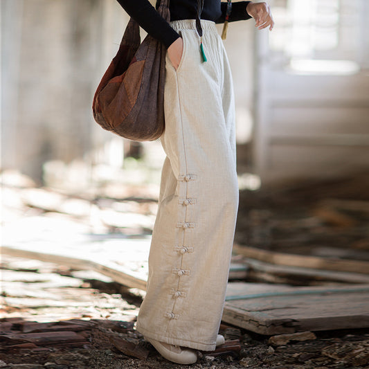 Cozy Natural Ramie Quilted Pants