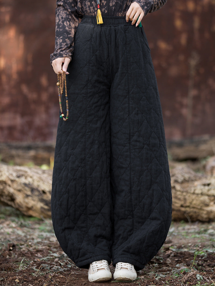 Casual outfit styled with cozy linen quilted pants