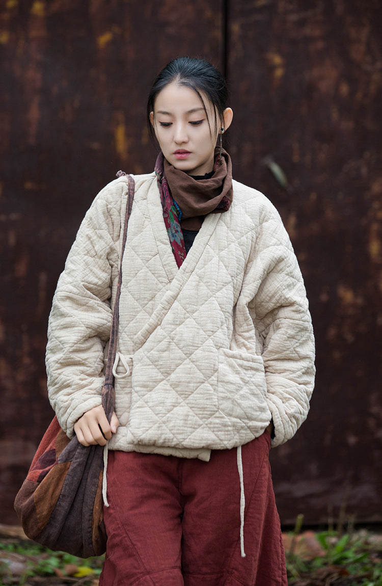 solid color quilted short jacket