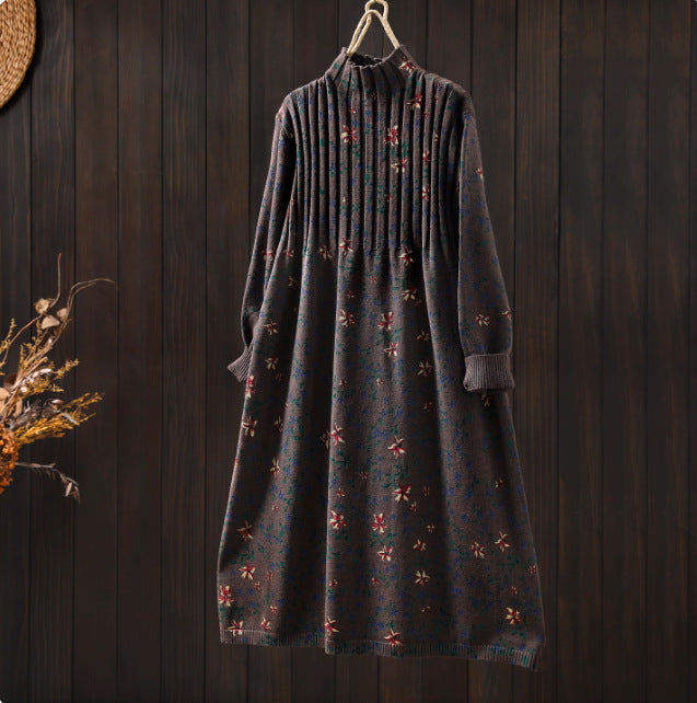 Detail of soft knit fabric with floral print