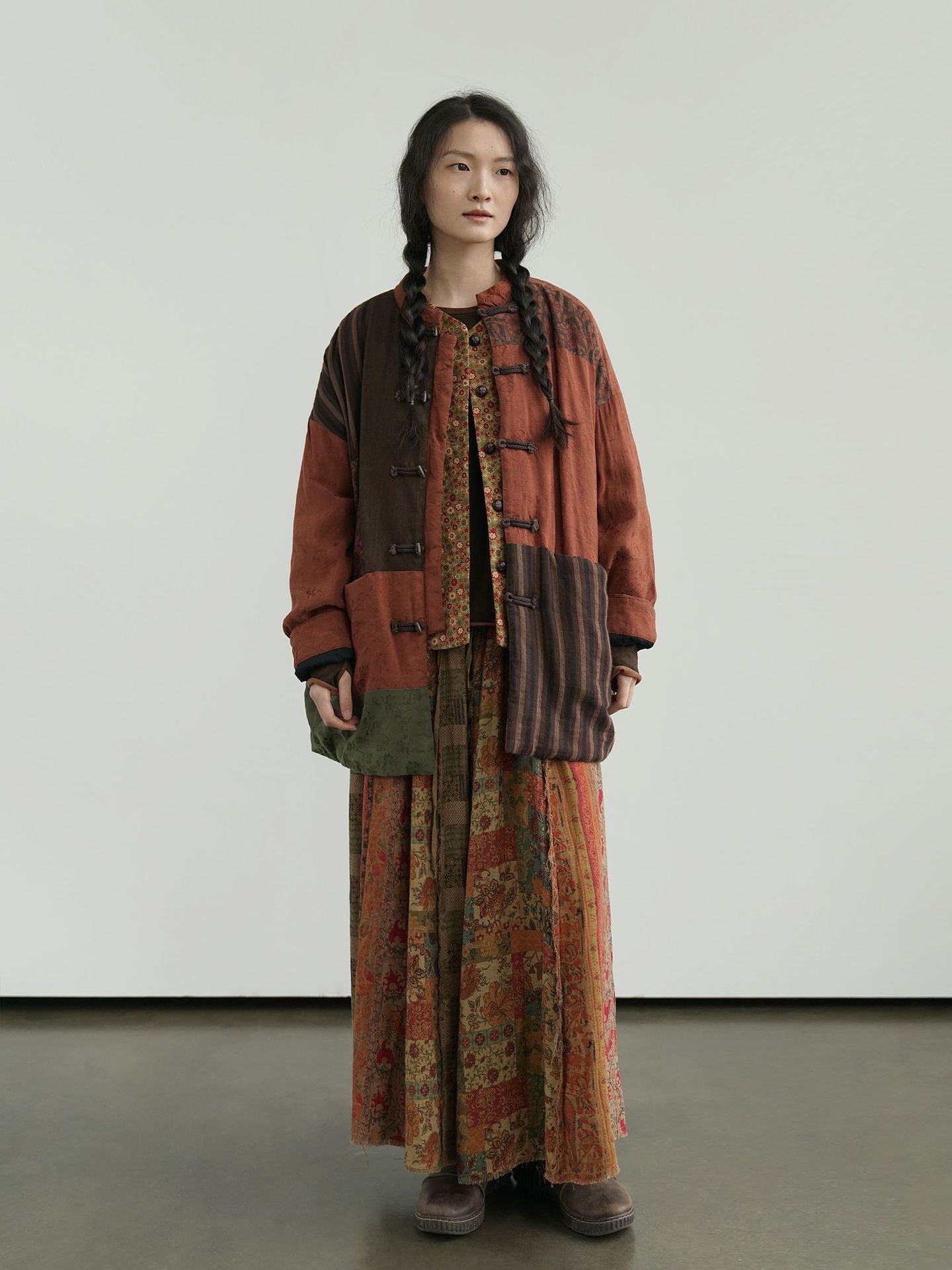 Ember Garden vintage patchwork boho cozy padded jacket front view